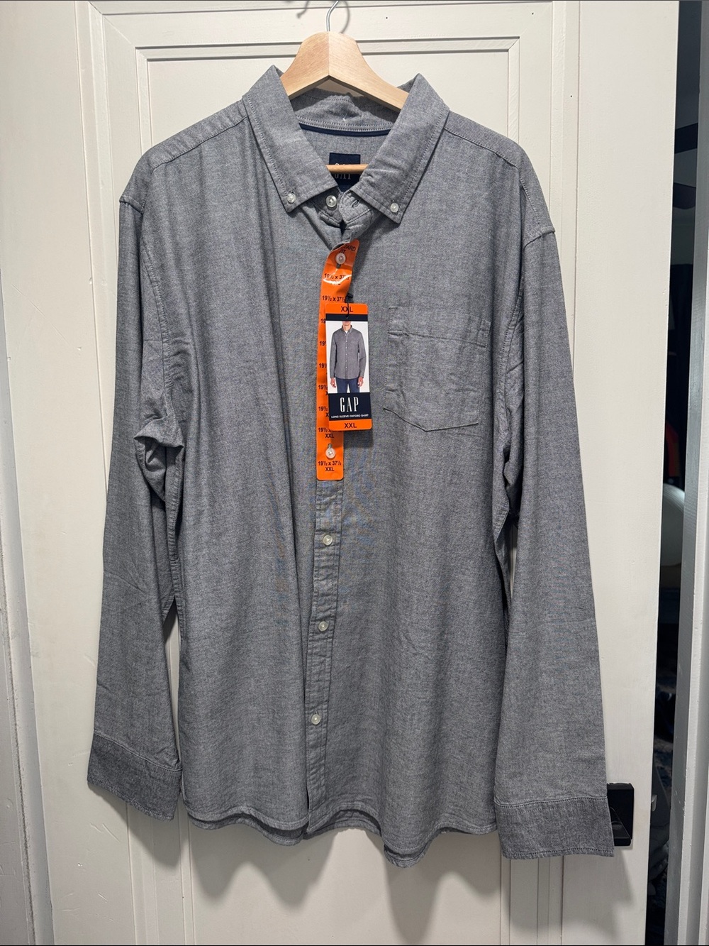 GAP Men's Gray Button-Down Casual Oxford Shirt SZ XXL